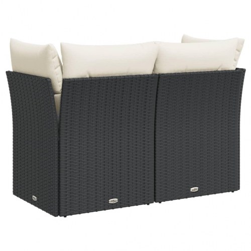 2-personers havesofa i polyrattan med hynder - sort/creme