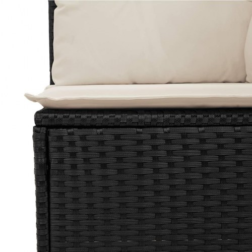 2-personers havesofa i polyrattan med hynder - sort/creme