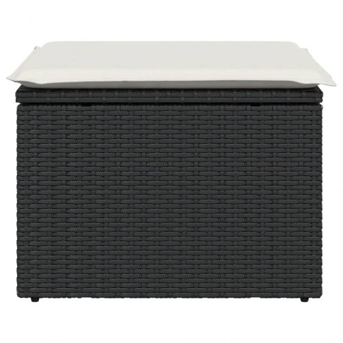 Haveskammel med hynde 55 × 55 × 37 cm i polyrattan - sort