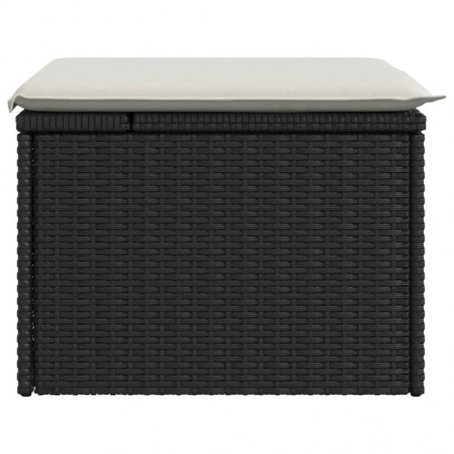Haveskammel med hynde 55 × 55 × 37 cm i polyrattan - sort