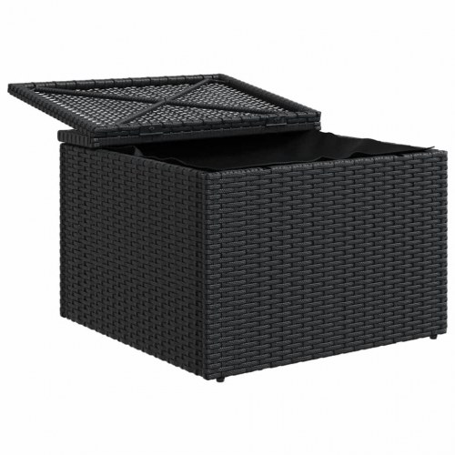 Haveskammel med hynde 55 × 55 × 37 cm i polyrattan - sort