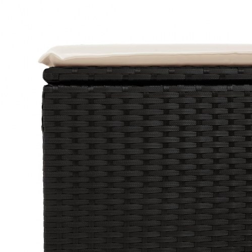 Haveskammel med hynde 55 × 55 × 37 cm i polyrattan - sort
