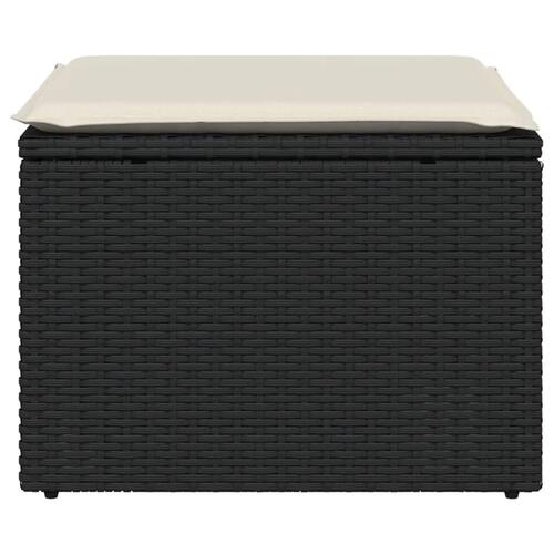 Haveskammel med hynde 55x55x37 cm polyrattan sort