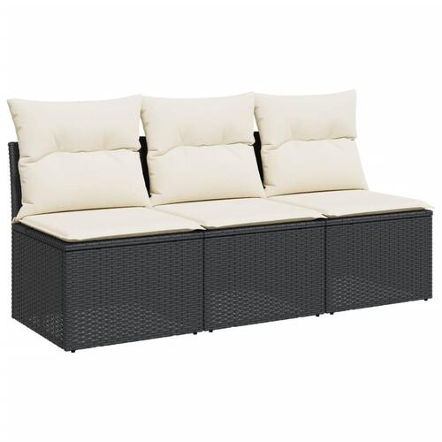 3-personers havesofa med hynder polyrattan sort