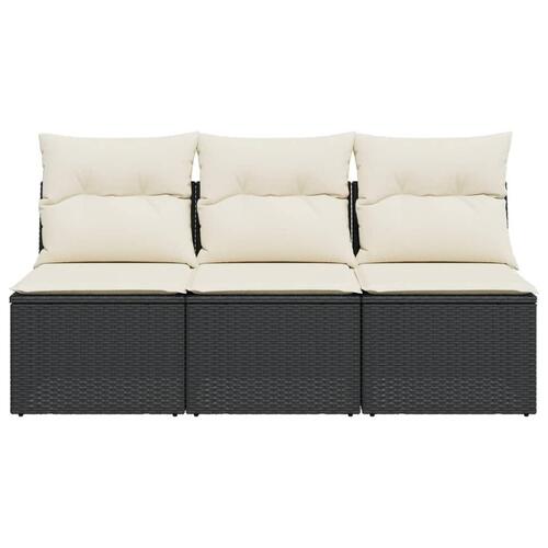 3-personers havesofa med hynder polyrattan sort