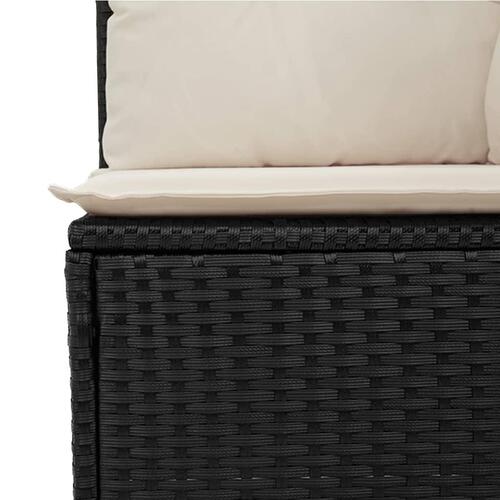 3-personers havesofa med hynder polyrattan sort