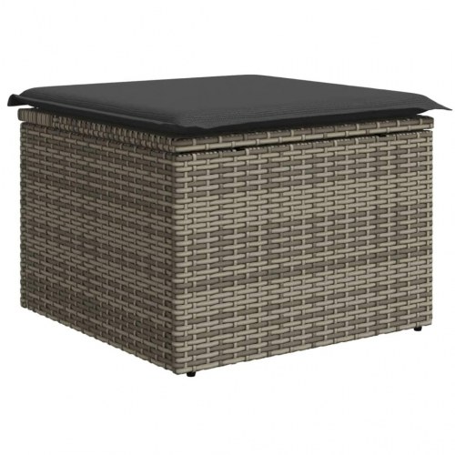 Haveskammel med hynde og opbevaring 55 x 55 x 37 cm - grå