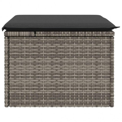 Haveskammel med hynde og opbevaring 55 x 55 x 37 cm - grå