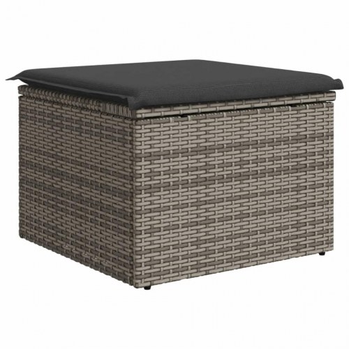Haveskammel med hynde og opbevaring 55 x 55 x 37 cm - grå