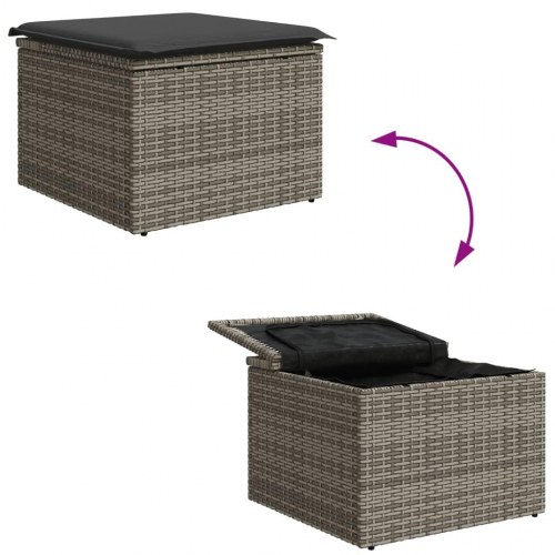 Haveskammel med hynde og opbevaring 55 x 55 x 37 cm - grå
