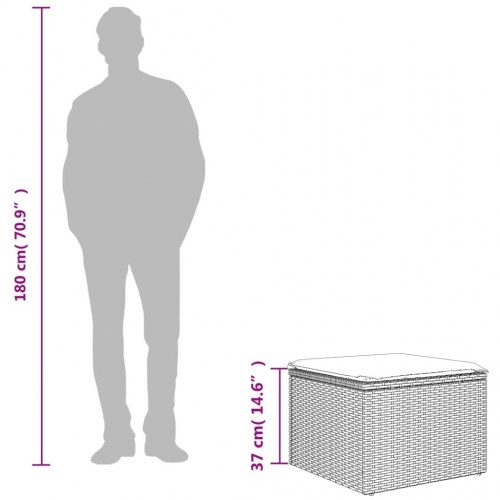Haveskammel med hynde og opbevaring 55 x 55 x 37 cm - grå