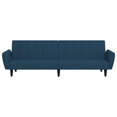 2-personers sovesofa i fløjl - blå