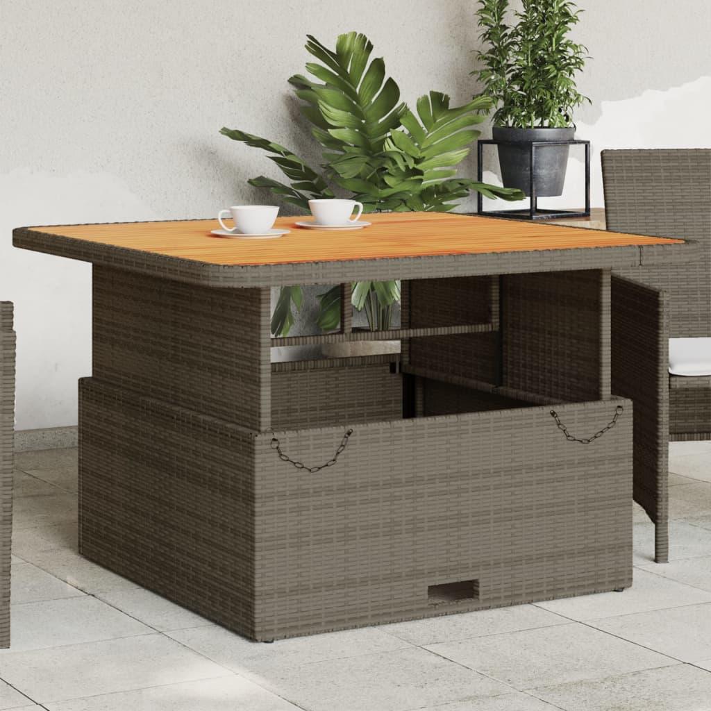Havebord 110x110x71 Cm Polyrattan Og Massivt Akacietræ Grå