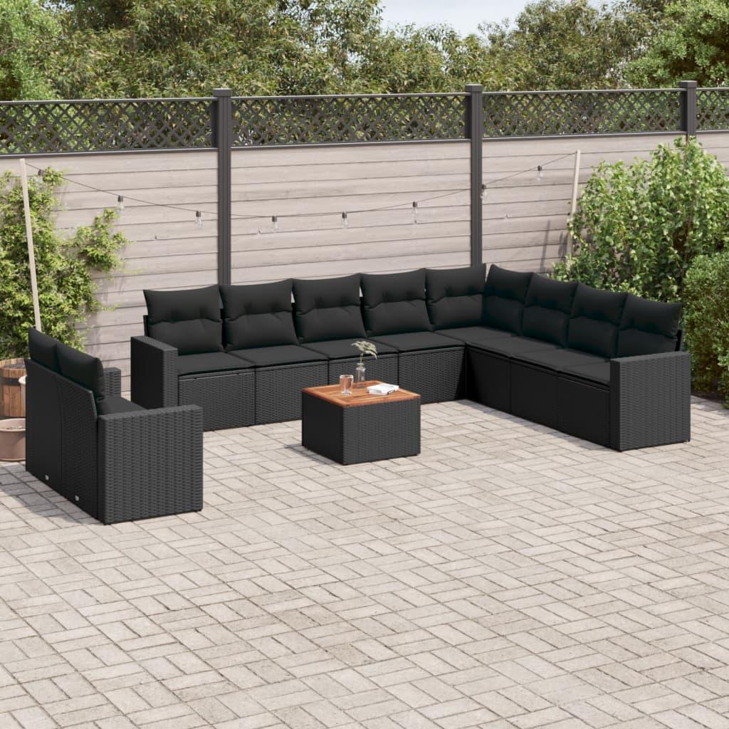Sofasæt Til Haven 11 Dele Med Hynder Polyrattan - Sort