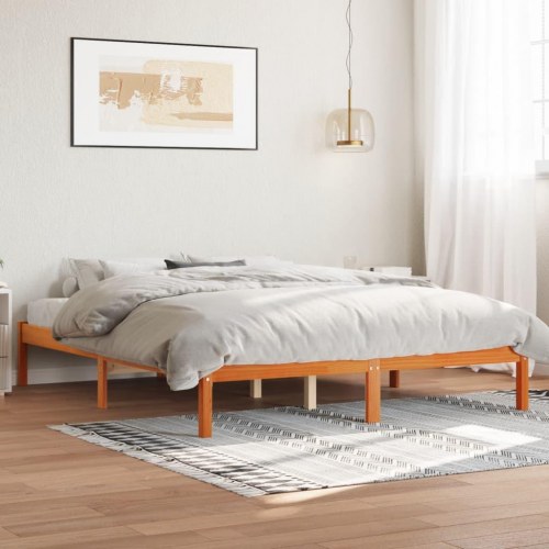 Sengeramme 160x200 cm i massivt fyrretræ - gyldenbrun