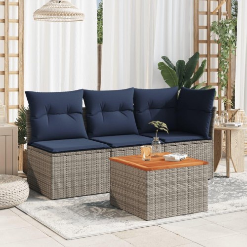 Havebord 55 × 55 × 37 cm i polyrattan og akacietræ - grå/brun