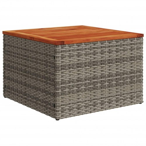 Havebord 55 × 55 × 37 cm i polyrattan og akacietræ - grå/brun