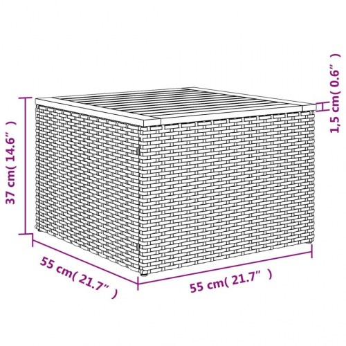 Havebord 55 × 55 × 37 cm i polyrattan og akacietræ - grå/brun