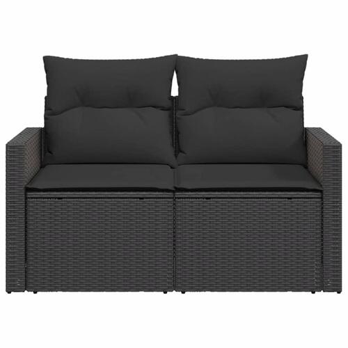 2-personers havesofa med hynder polyrattan sort