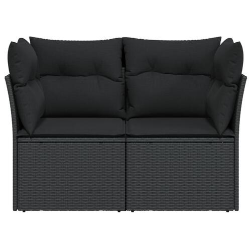 2-personers havesofa med hynder polyrattan sort