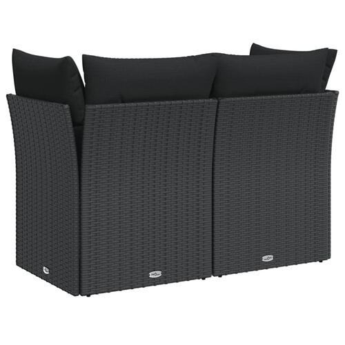 2-personers havesofa med hynder polyrattan sort