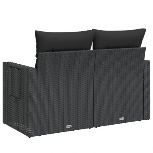 2-personers havesofa i polyrattan med hynder og opbevaring - sort