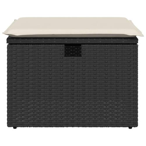 Haveskammel med hynde 55x55x37 cm polyrattan sort