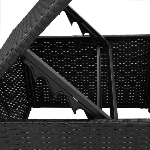 Haveskammel med hynde 55x55x37 cm polyrattan sort