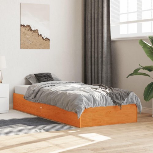 Sengeramme i massivt fyrretræ 90x190 cm - gyldenbrun