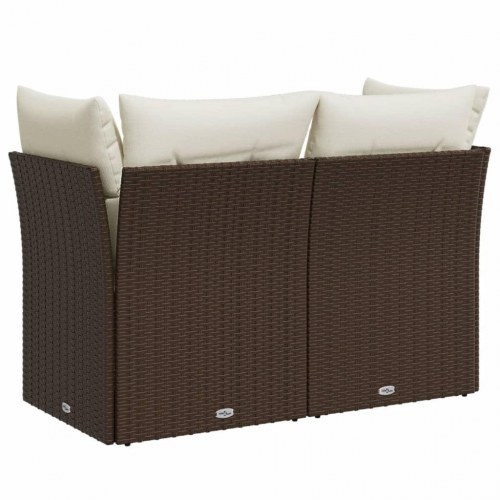 2-personers havesofa i polyrattan med hynder - brun/creme
