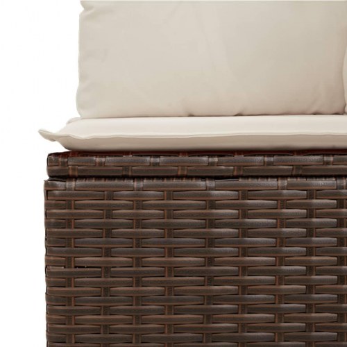 2-personers havesofa i polyrattan med hynder - brun/creme