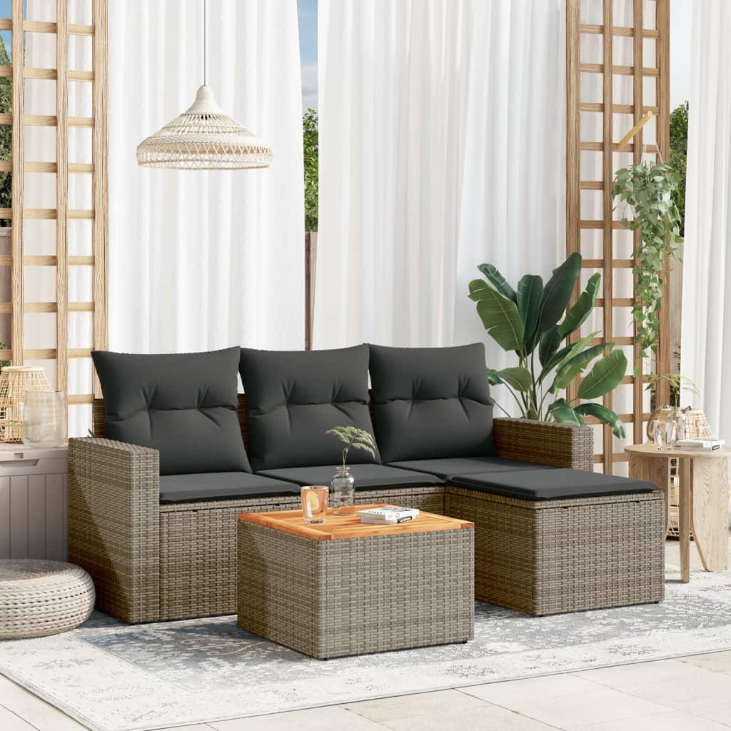 Sofasæt Til Haven 5 Dele Med Hynder Polyrattan - Grå