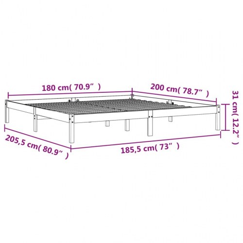 Sengeramme uden madras 180x200 cm massivt fyrretræ gyldenbrun
