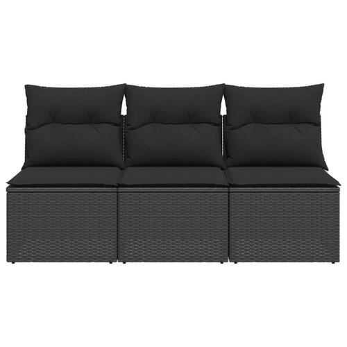 3-personers havesofa med hynder polyrattan sort