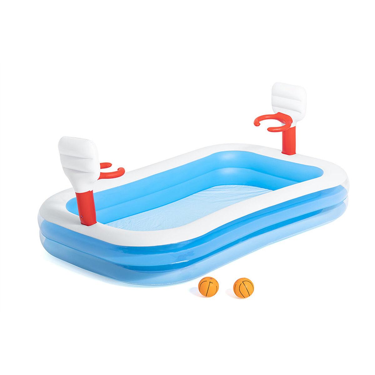 Bestway oppustelig pool til børn 636 l - 254 × 168 × 102 cm med basketball billede