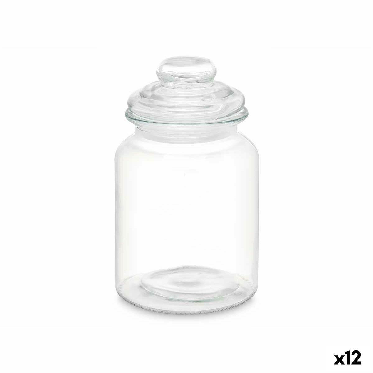 Beholder Gennemsigtig Glas 900 ml (12 enheder) Med låg