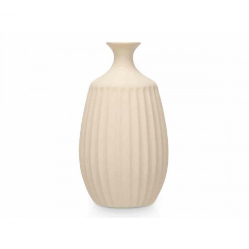 Vase keramik beige med striber 21 × 39 × 21 cm - (2 stk.)