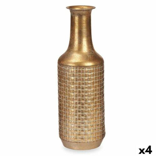 Vase Gylden Metal 14 x 46 x 14 cm (4 enheder) Med relief