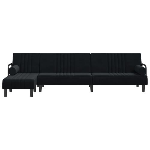 Sovesofa med chaiselong 260x140x70 cm velour sort