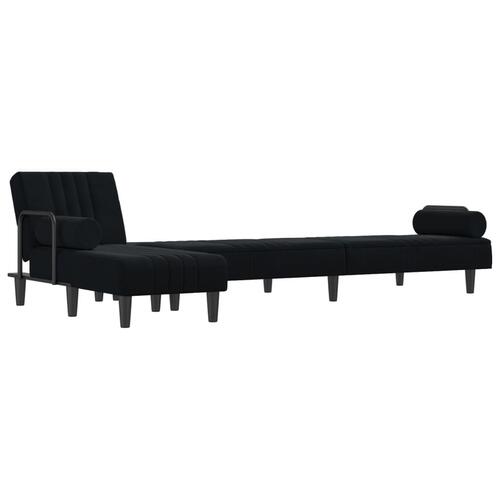 Sovesofa med chaiselong 260x140x70 cm velour sort