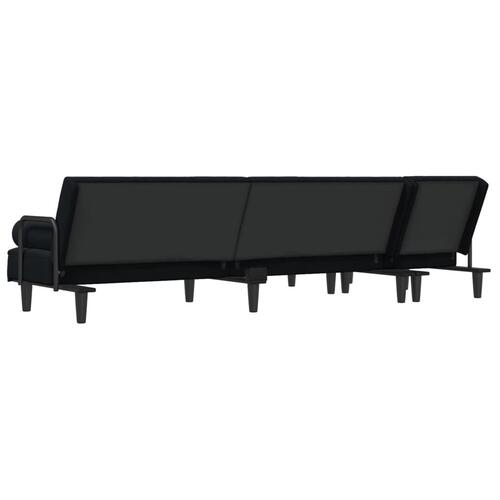Sovesofa med chaiselong 260x140x70 cm velour sort