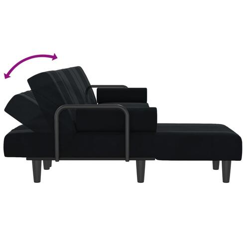 Sovesofa med chaiselong 260x140x70 cm velour sort