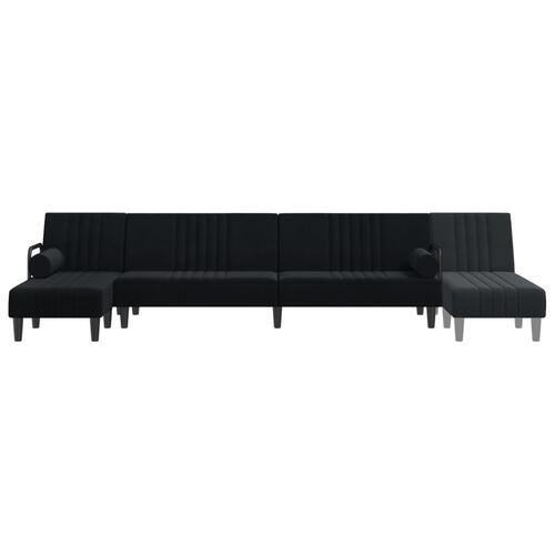 Sovesofa med chaiselong 260x140x70 cm velour sort