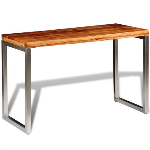 Spisebord/skrivebord massivt sheeshamtræ stålben
