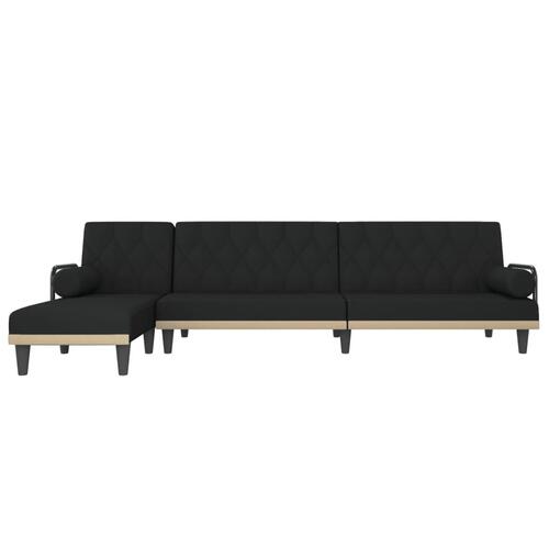 Sovesofa med chaiselong 260x140x70 cm stof sort