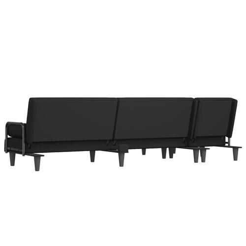 Sovesofa med chaiselong 260x140x70 cm stof sort