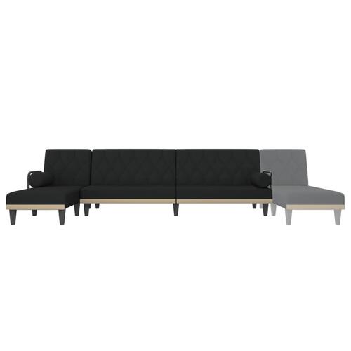 Sovesofa med chaiselong 260x140x70 cm stof sort