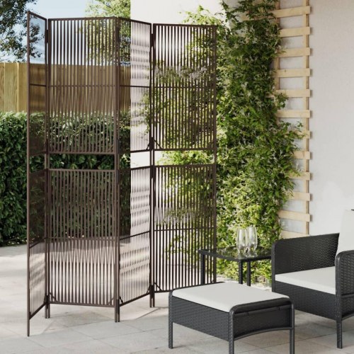 Rumdeler i polyrattan med 4 paneler - brun