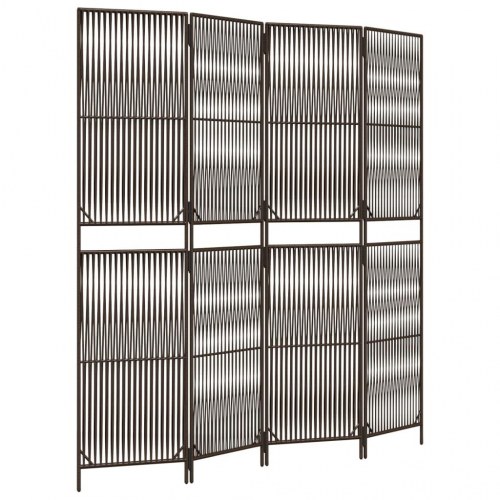 Rumdeler i polyrattan med 4 paneler - brun