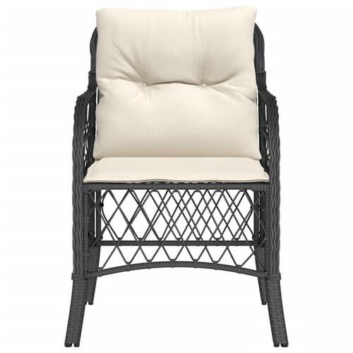 Havestole med hynder 2 stk. polyrattan sort